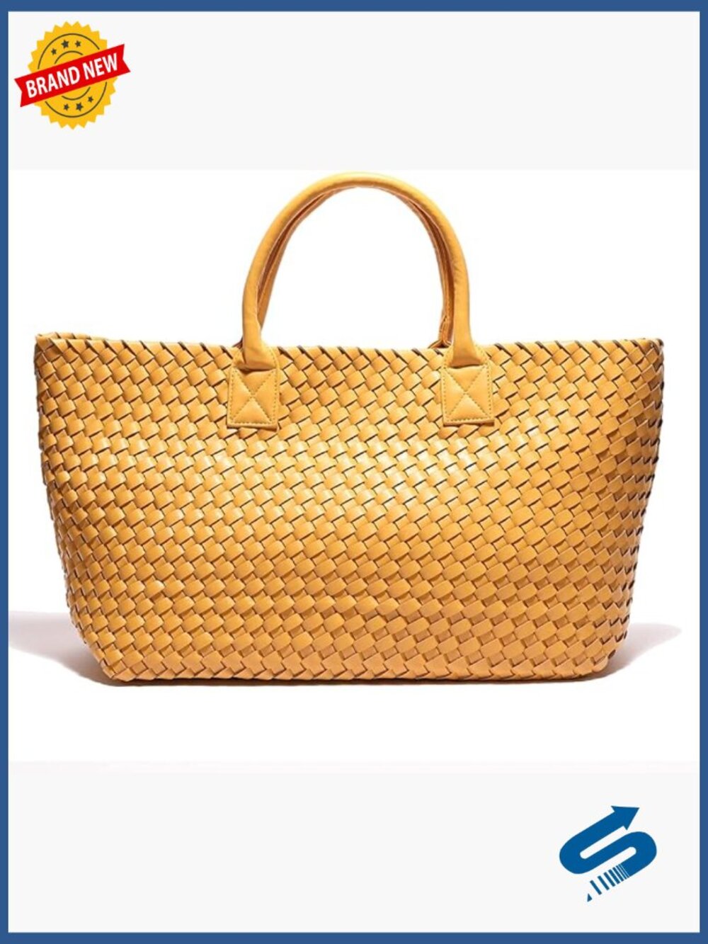 Woven Vegan Leather Large Capacity Tote Shoulder Bag Travel Handbag